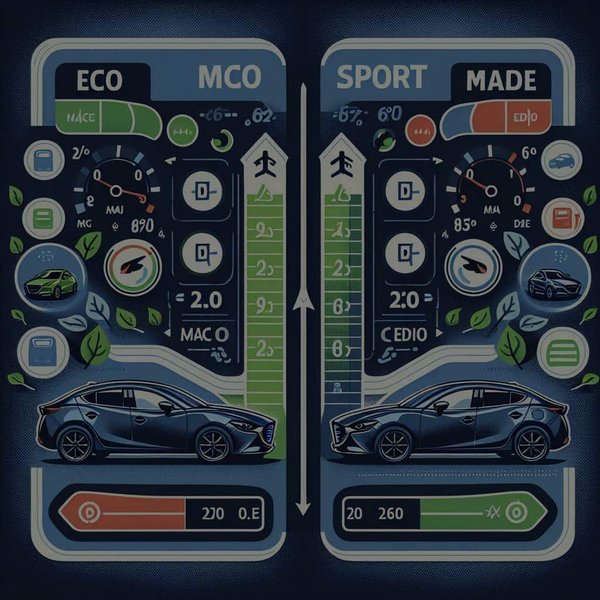 Quelle est la différence de consommation entre les modes de conduite Eco et Sport d'une Mazda3?